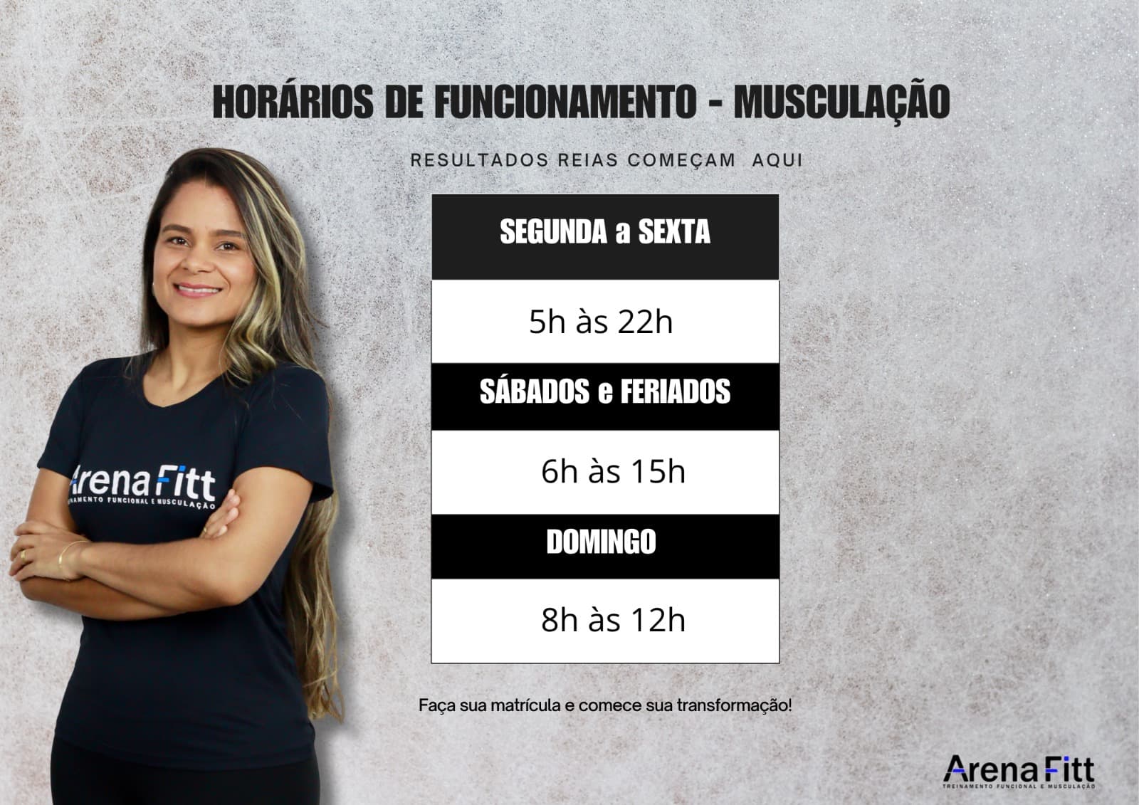 Horários de Funcionamento — Arena Fitt